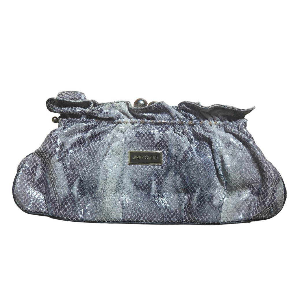 Jimmy Choo Python Embossed Snakeskin Kiss Lock Clutch Bag Luxury Mob Wife Y2K